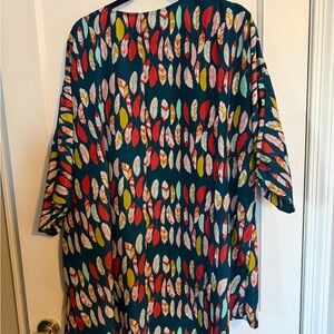 LuLaRoe Colorful Feather Pattern Blouse